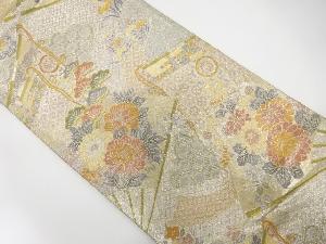 佐賀錦 扇に几帳・花古典柄模様織り出し袋帯